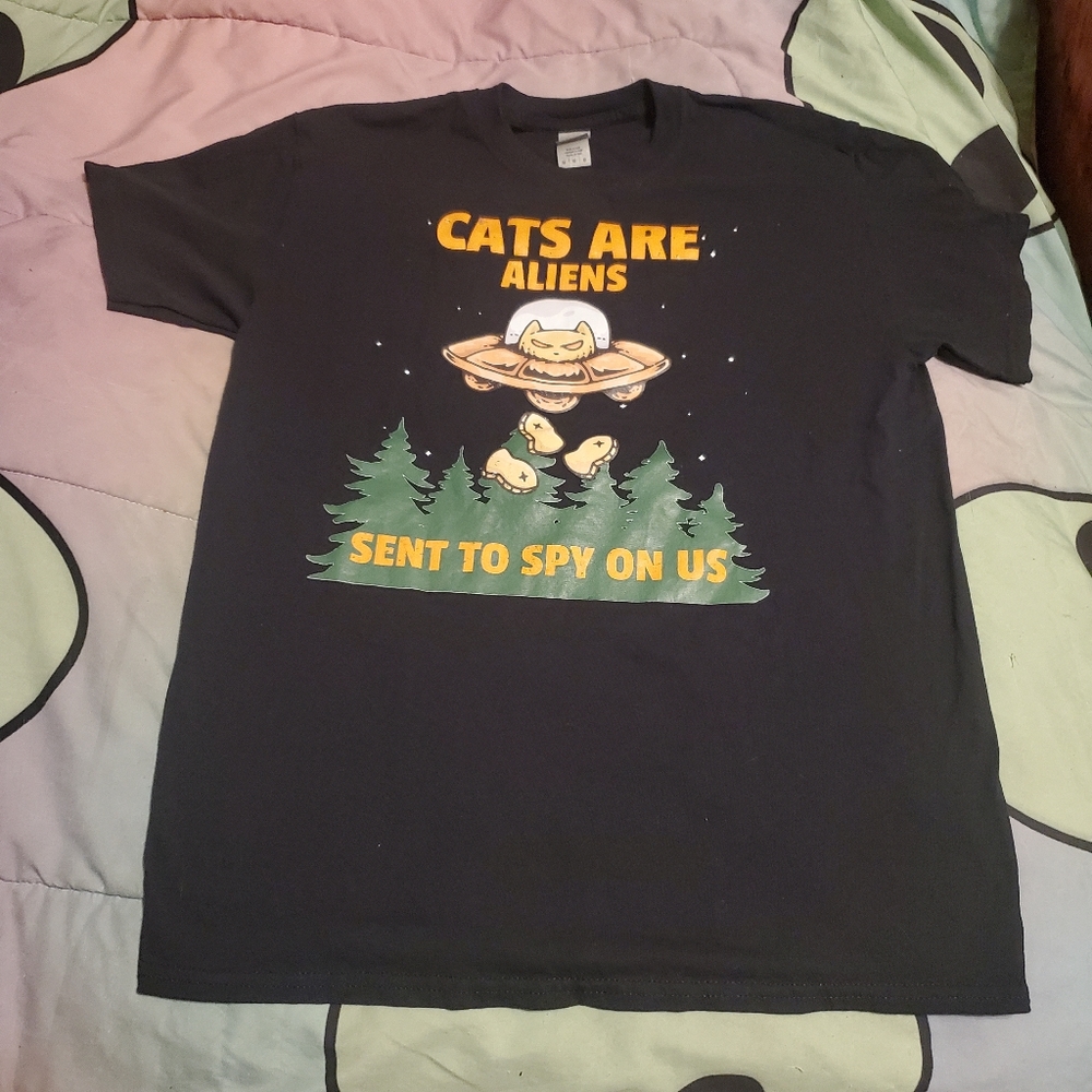 Cat alien UFO shirt